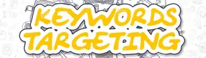 keywords-targeting-cartoon-yellow-text-business-concept-hand-drawn-illustration-doodles